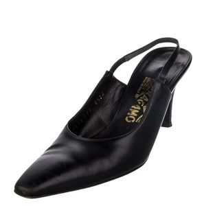 Salvatore Ferragamo leather black slingback heals